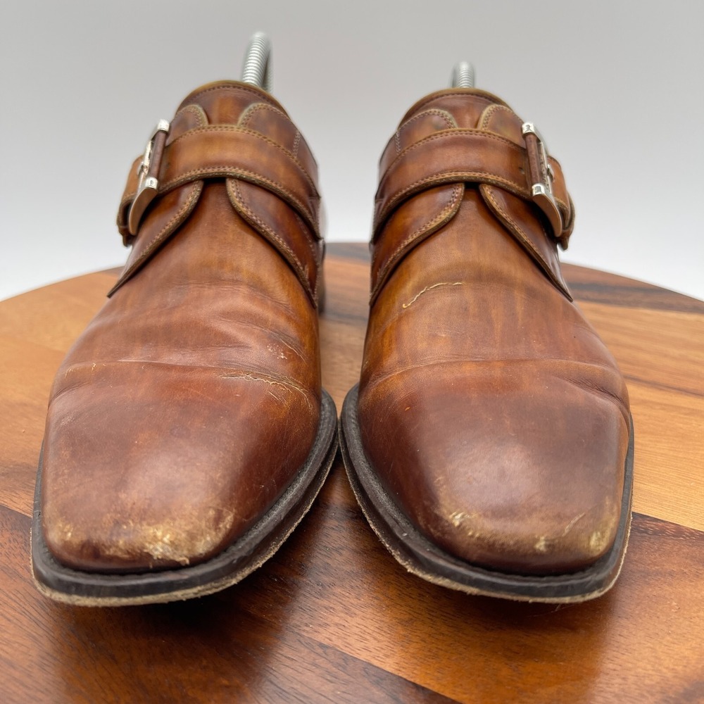 Magnanni Marco Mens 9 Monk Strap Cuero Loafer Dress Shoes Brown Leather 13276 - Picture 2 of 11